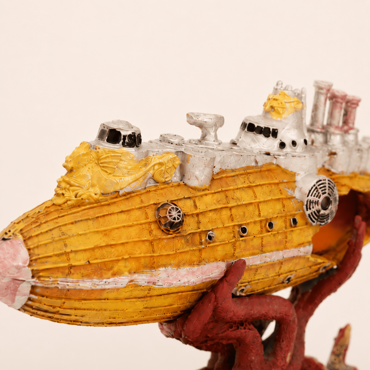 Giant Octopus Submarine Wreck Resin Aquarium Decor – Kraken vs Steampunk Sub - Ocean Relic Studio- Handcrafted Wooden Ship Model