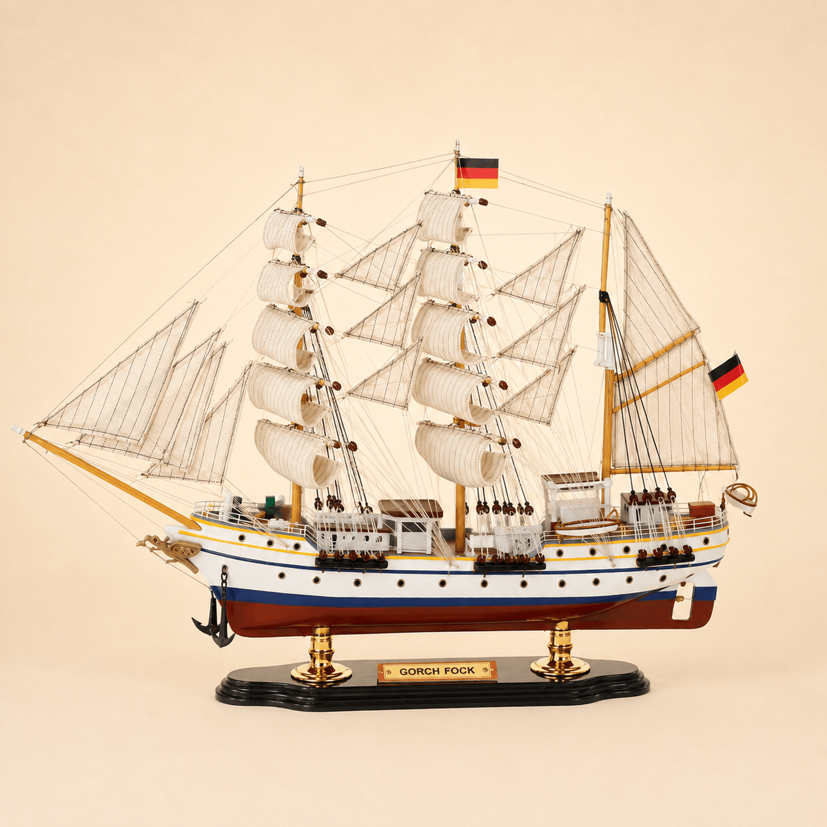 Gorch Fock Wooden Ship Model – Premium 52 cm - Ocean Relic Studio