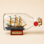 Gothenburg Ship in a Bottle – Swedish East Indiaman Nautical Decor - Ocean Relic Studio- Handcrafted Wooden Ship Model