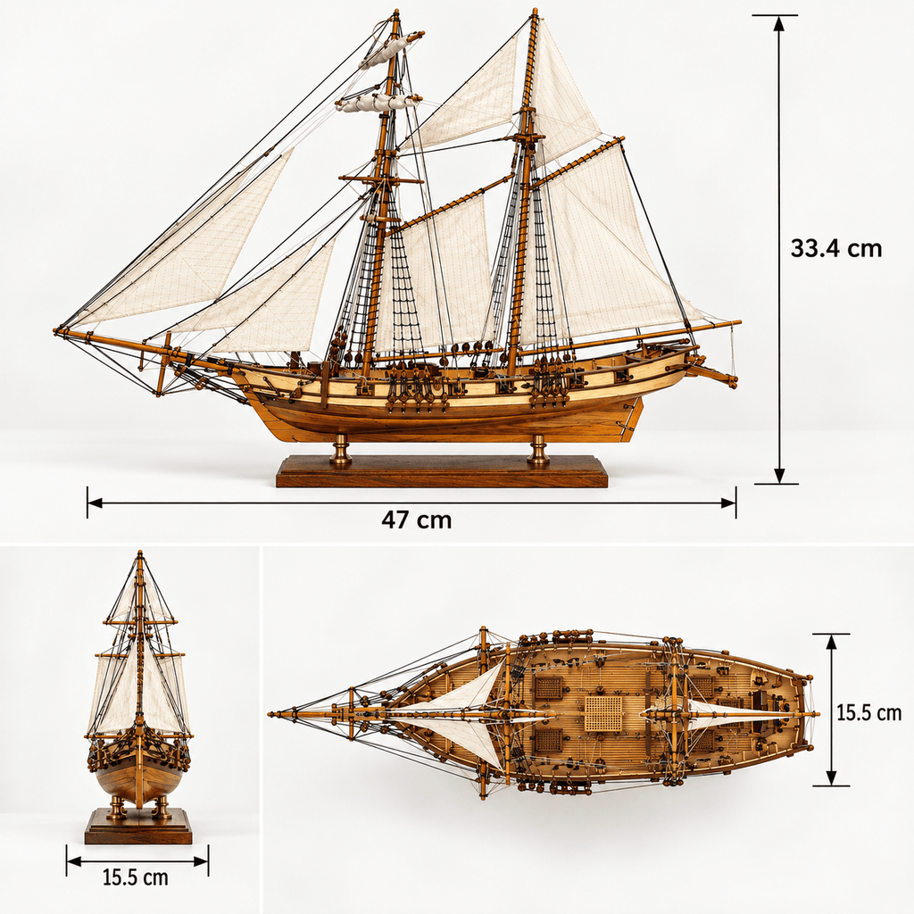 Harvey 1847 Wooden Ship Model Kit – Premium 47 cm - Ocean Relic Studio