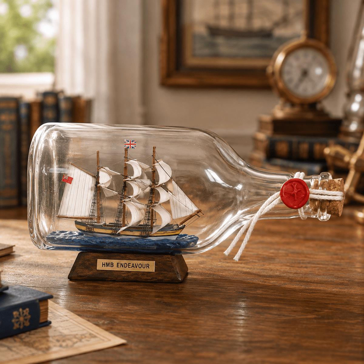 HMB Endeavour Ship in a Bottle – Large Display 23 cm - Ocean Relic Studio