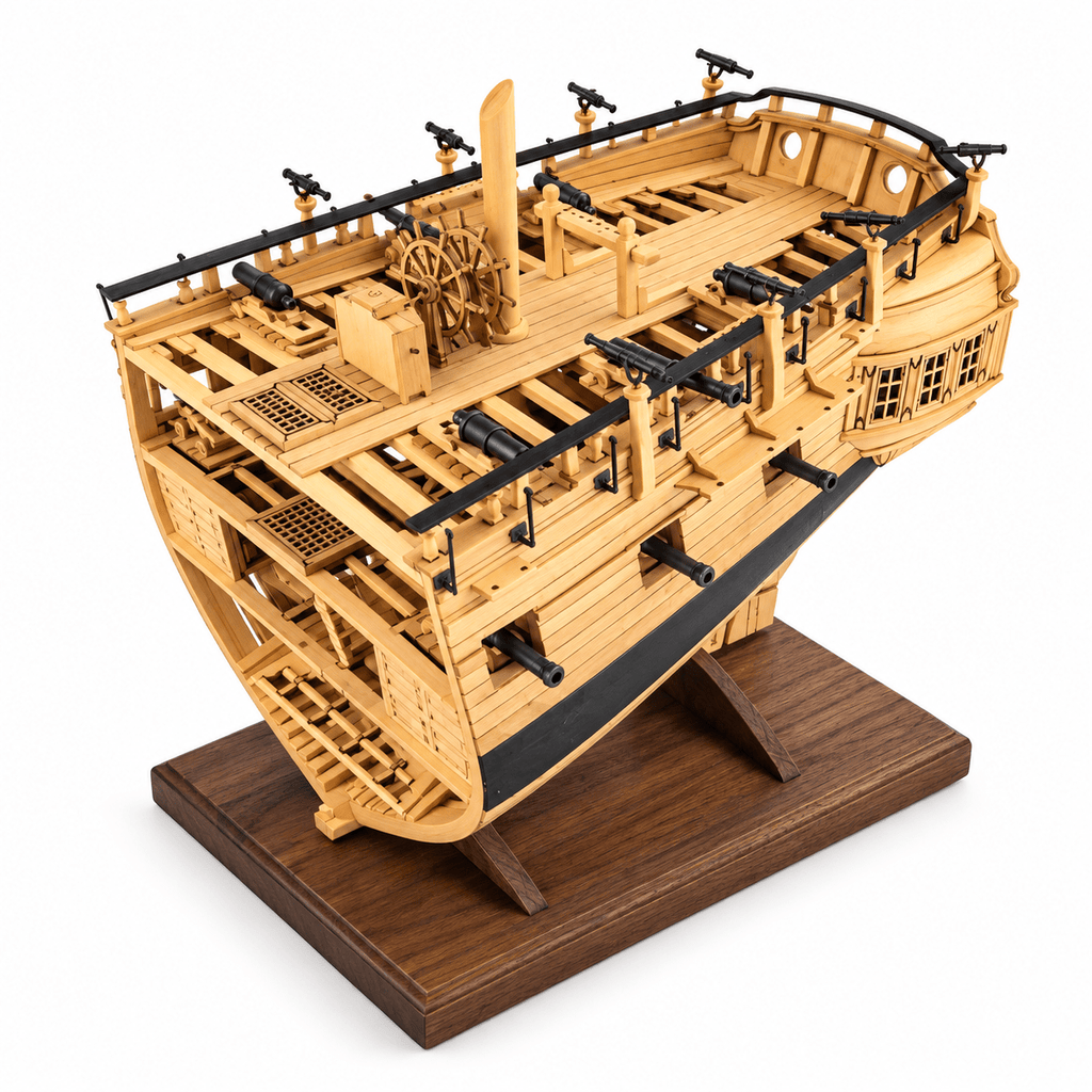 HMS Enterprize Wooden Ship Model Kit – 1:160 Stern Section - Ocean Relic Studio