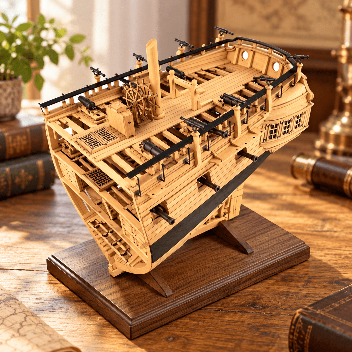 HMS Enterprize Wooden Ship Model Kit – 1:160 Stern Section - Ocean Relic Studio