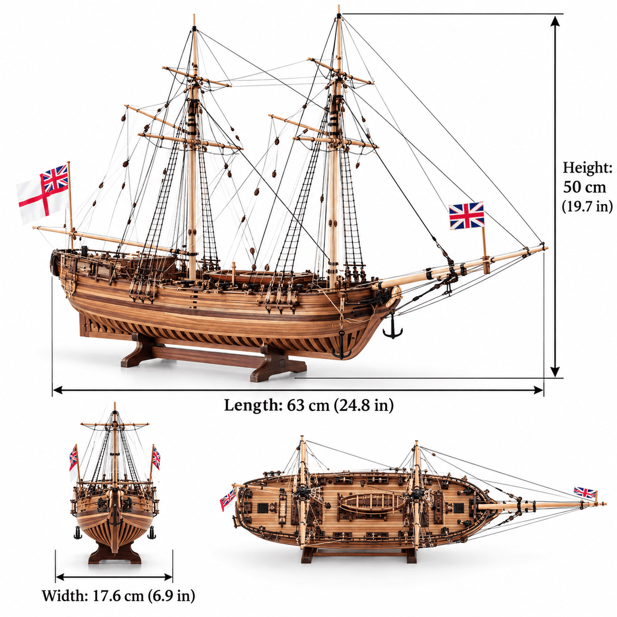 HMS Halifax Wooden Ship Model Kit – 1:50 Scale - Ocean Relic Studio