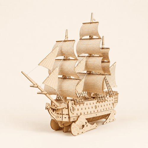 HMS Victory Wooden Ship Model Kit – 194-Piece 3D Puzzle - Ocean Relic Studio- Handcrafted Wooden Ship Model