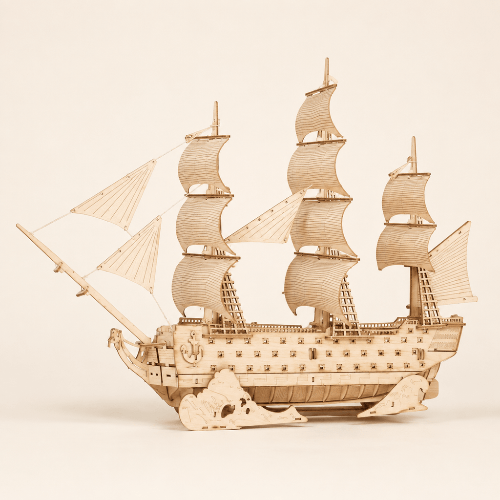 HMS Victory Wooden Ship Model Kit – 194-Piece 3D Puzzle - Ocean Relic Studio- Handcrafted Wooden Ship Model