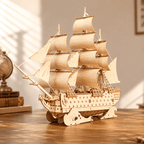 HMS Victory Wooden Ship Model Kit – 194-Piece 3D Puzzle - Ocean Relic Studio- Handcrafted Wooden Ship Model