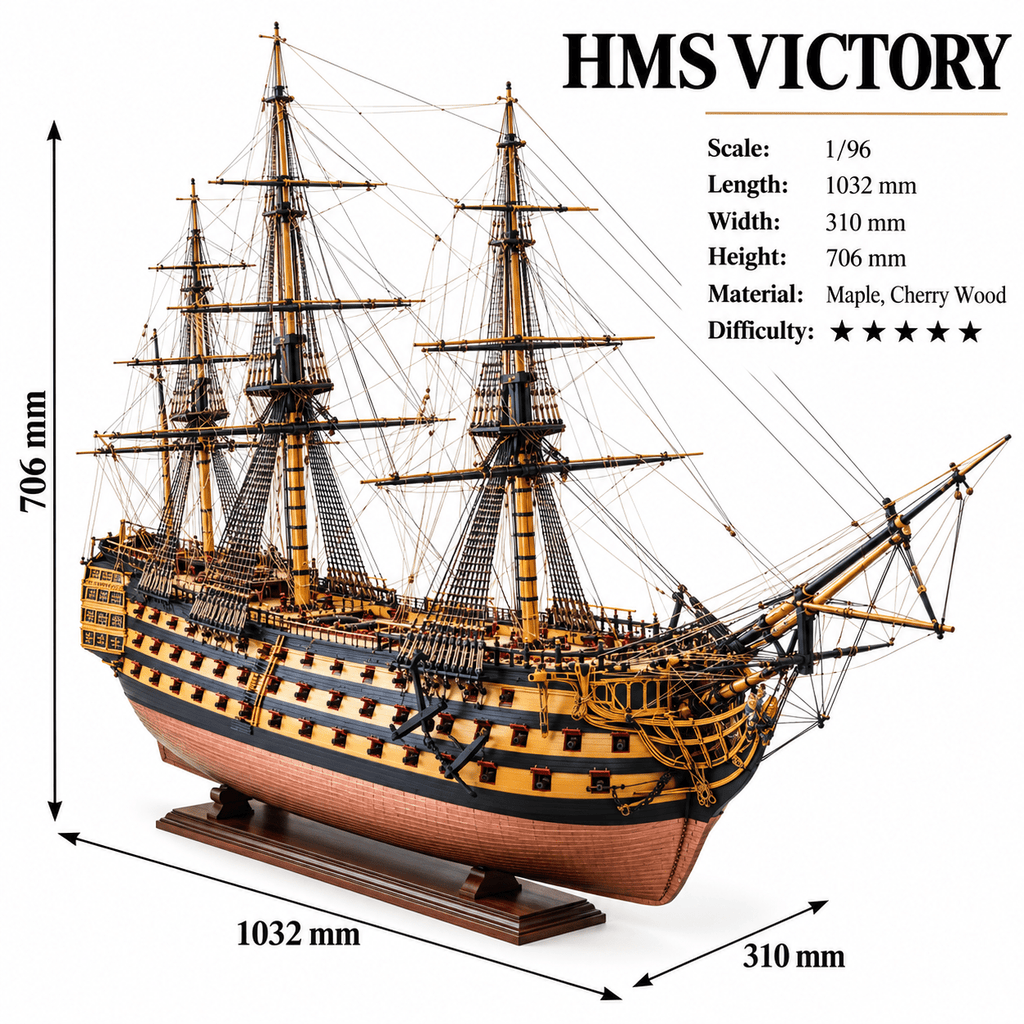 HMS Victory Wooden Ship Model Kit – 1:96 Scale 103.2 cm - Ocean Relic Studio