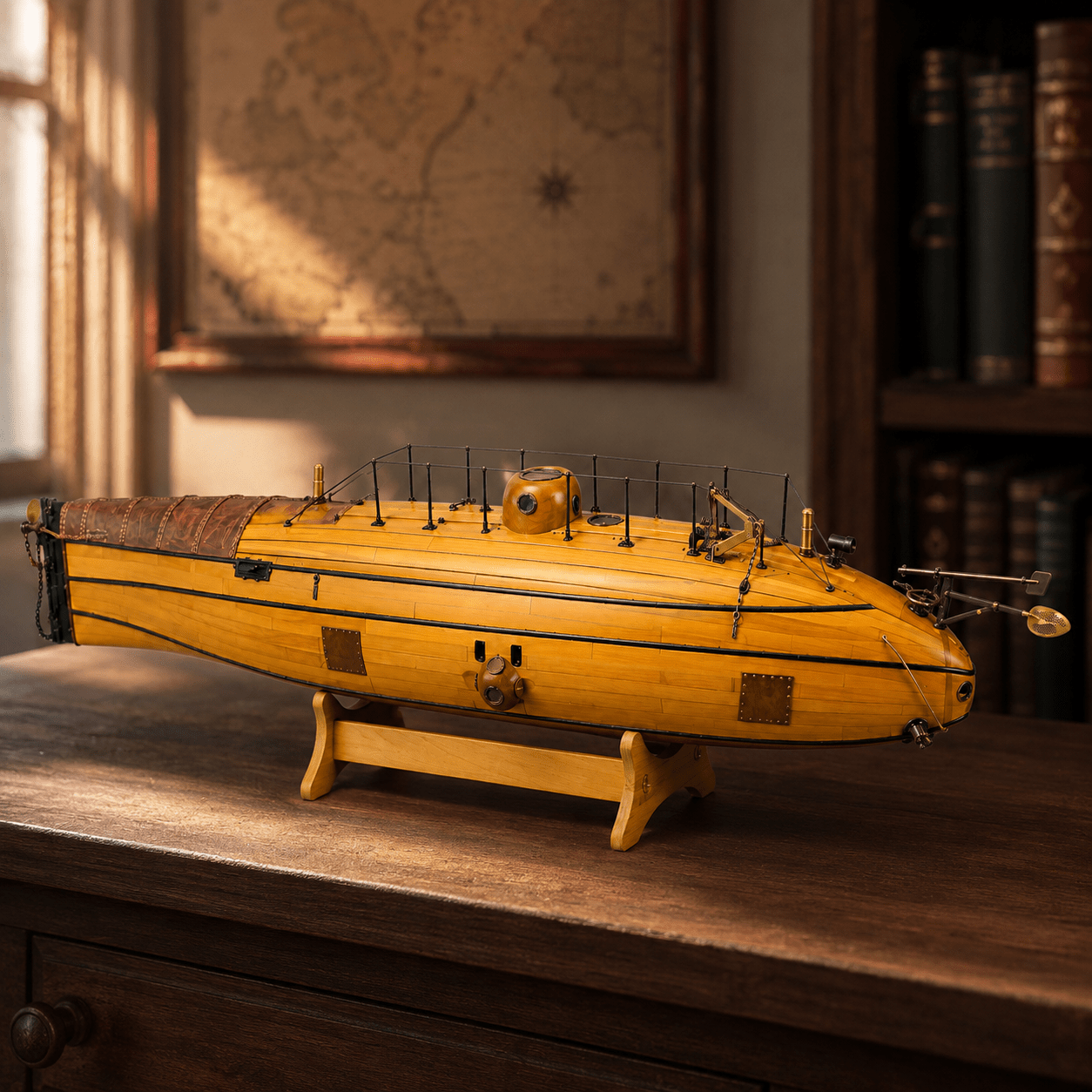 Ictineo II Submarine Wooden Ship Model Kit – 1:28 Scale Historic Spanish Submarine - Ocean Relic Studio- Handcrafted Wooden Ship Model