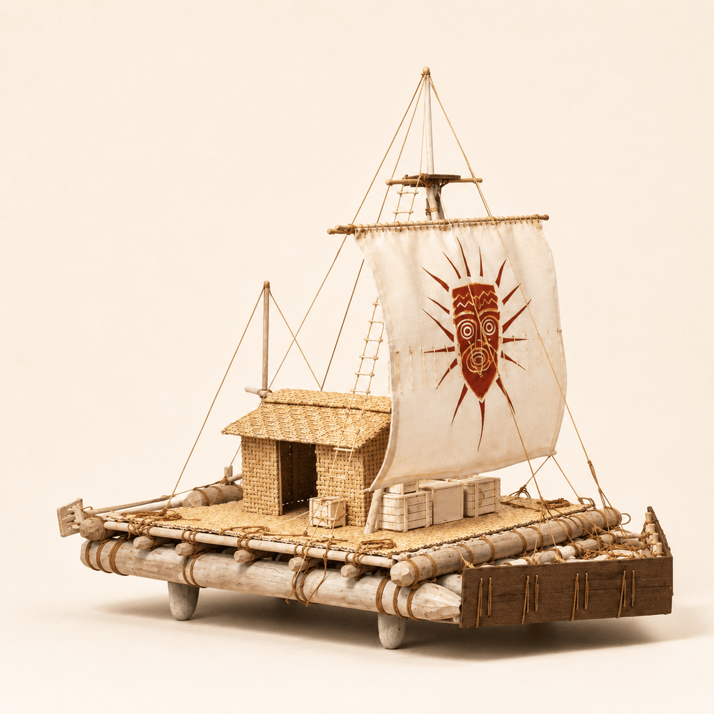 Kon-Tiki Wooden Ship Model Kit – 1:16 Scale Polynesian Balsa Raft - Ocean Relic Studio