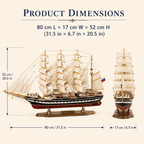 Krusenstern Wooden Ship Model – Deluxe 80 cm - Ocean Relic Studio- Handcrafted Wooden Ship Model