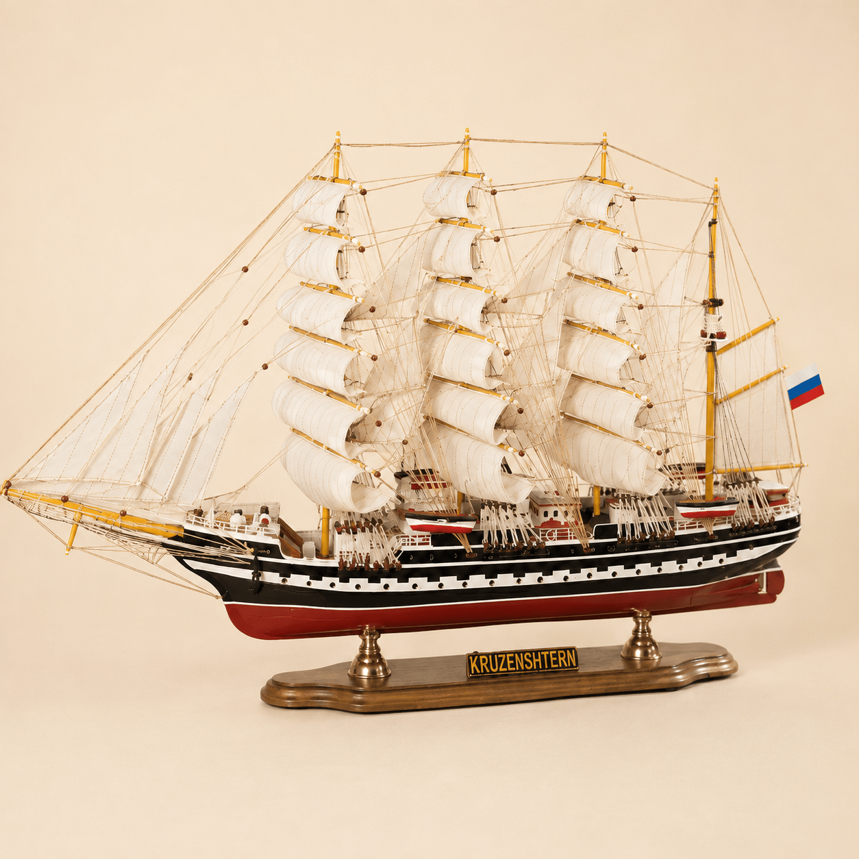 Krusenstern Wooden Ship Model – Deluxe 80 cm - Ocean Relic Studio- Handcrafted Wooden Ship Model