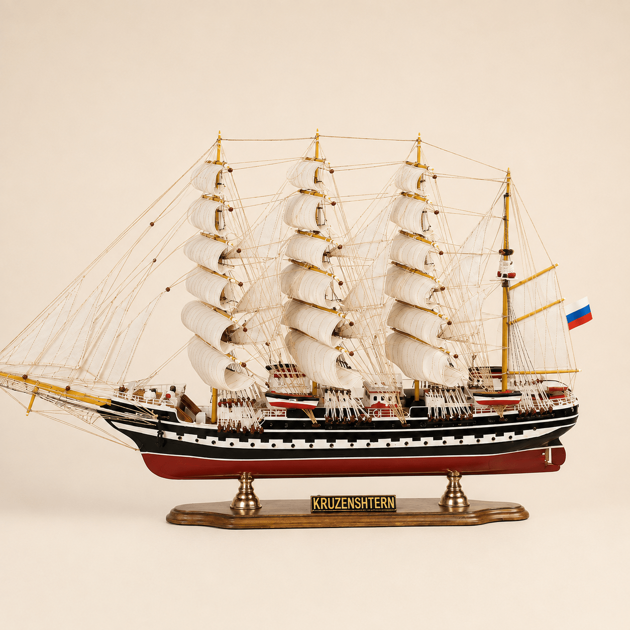 Krusenstern Wooden Ship Model – Deluxe 80 cm - Ocean Relic Studio- Handcrafted Wooden Ship Model