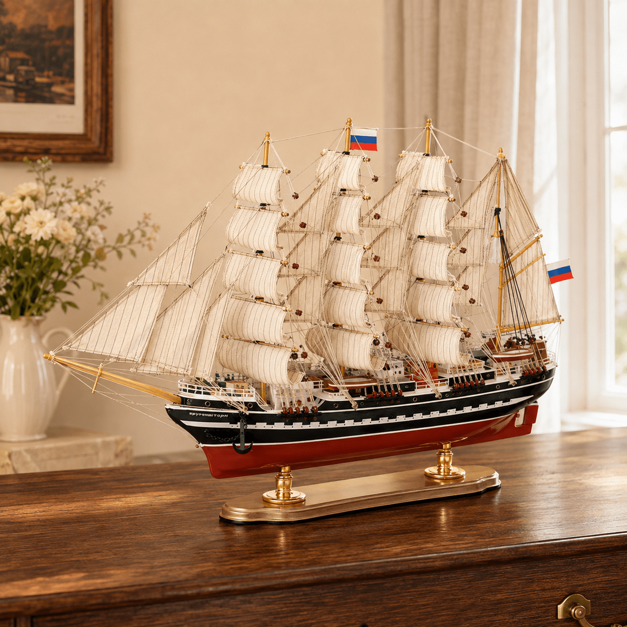 Kruzenshtern Wooden Ship Model – Premium 52 cm - Ocean Relic Studio