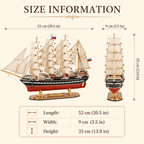 Kruzenshtern Wooden Ship Model – Premium 52 cm - Ocean Relic Studio