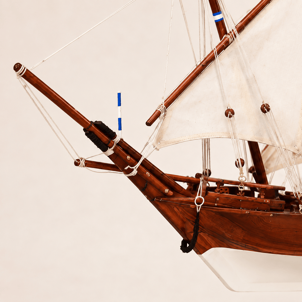 Kuwait Dhow Wooden Ship Model – Classic 30 cm - Ocean Relic Studio- Handcrafted Wooden Ship Model