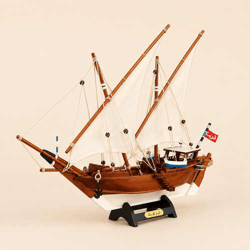 Kuwait Dhow Wooden Ship Model – Classic 40 cm - Ocean Relic Studio- Handcrafted Wooden Ship Model