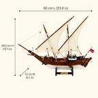 Kuwait Dhow Wooden Ship Model – Premium 60 cm - Ocean Relic Studio