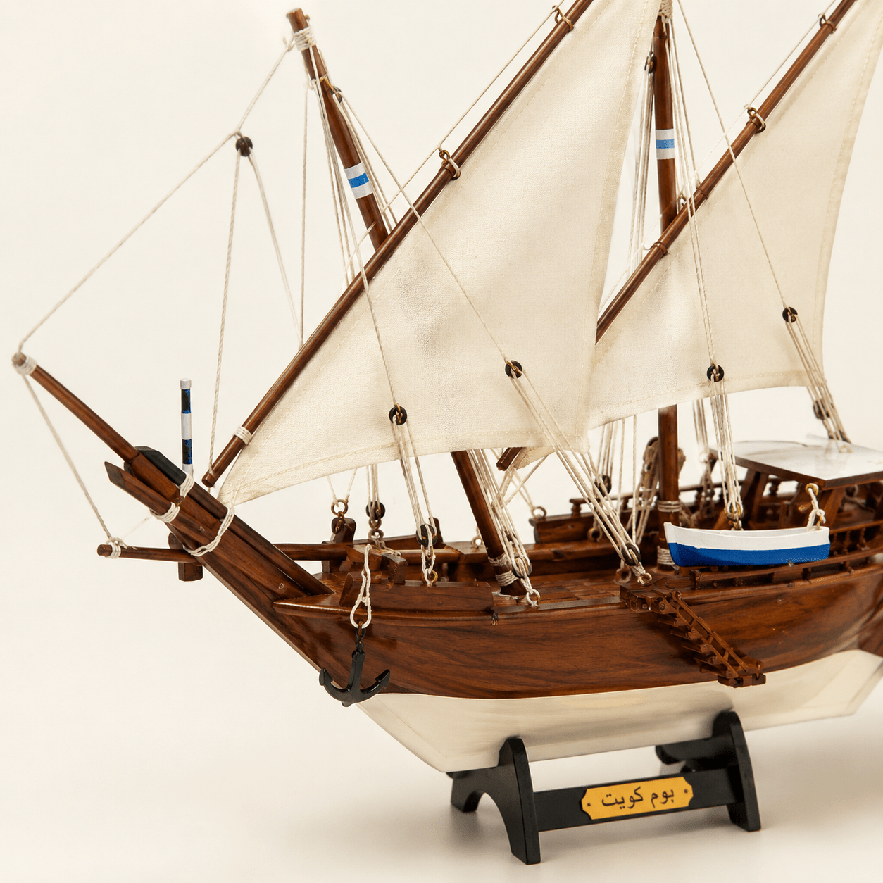 Kuwait Dhow Wooden Ship Model – Premium 60 cm - Ocean Relic Studio