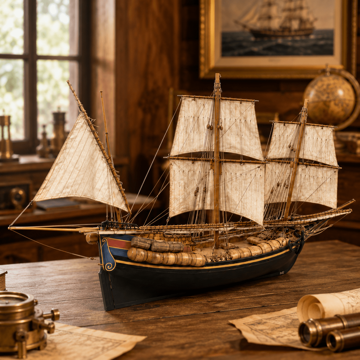 La Seine Wooden Ship Model Kit – 1:72 Scale Genoese Pinque - Ocean Relic Studio- Handcrafted Wooden Ship Model