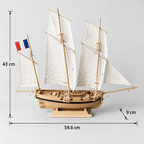 Le Coureu 1776 French Sailing Ship Wooden Model Kit – Premium 55 cm - Ocean Relic Studio