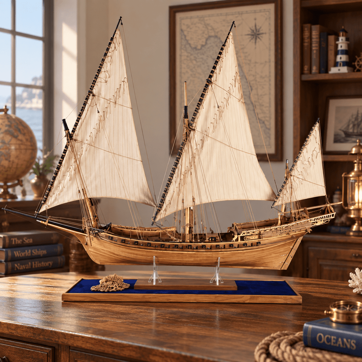 Le Requin Wooden Ship Model Kit – 1:48 Scale Full-Rib Solid Wood - Ocean Relic Studio