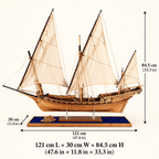 Le Requin Wooden Ship Model Kit – 1:48 Scale Full-Rib Solid Wood - Ocean Relic Studio