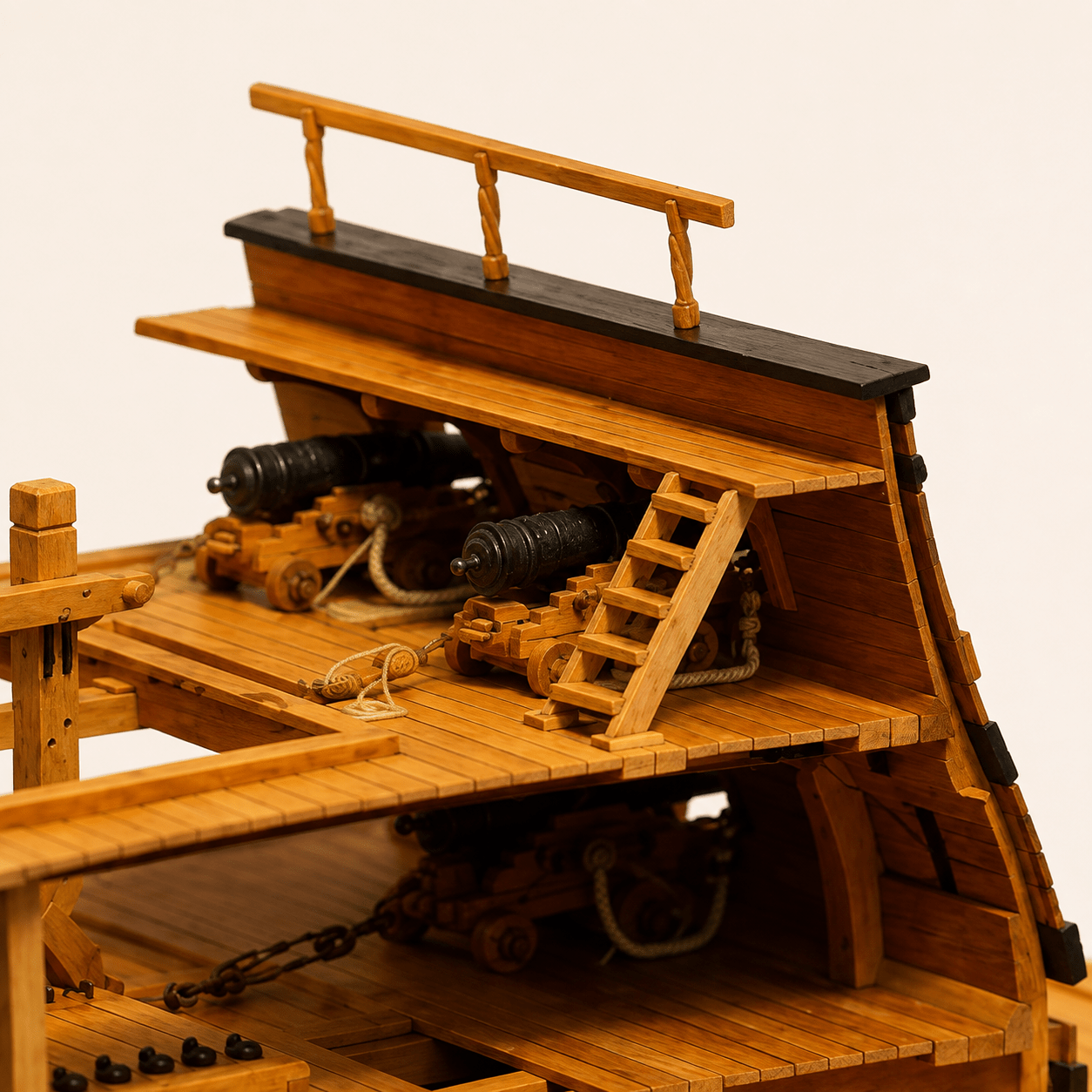 Lily Tall Ship Double-Deck Scene Wooden Model Kit – 1:48 Scale Gun Deck Diorama - Ocean Relic Studio- Handcrafted Wooden Ship Model