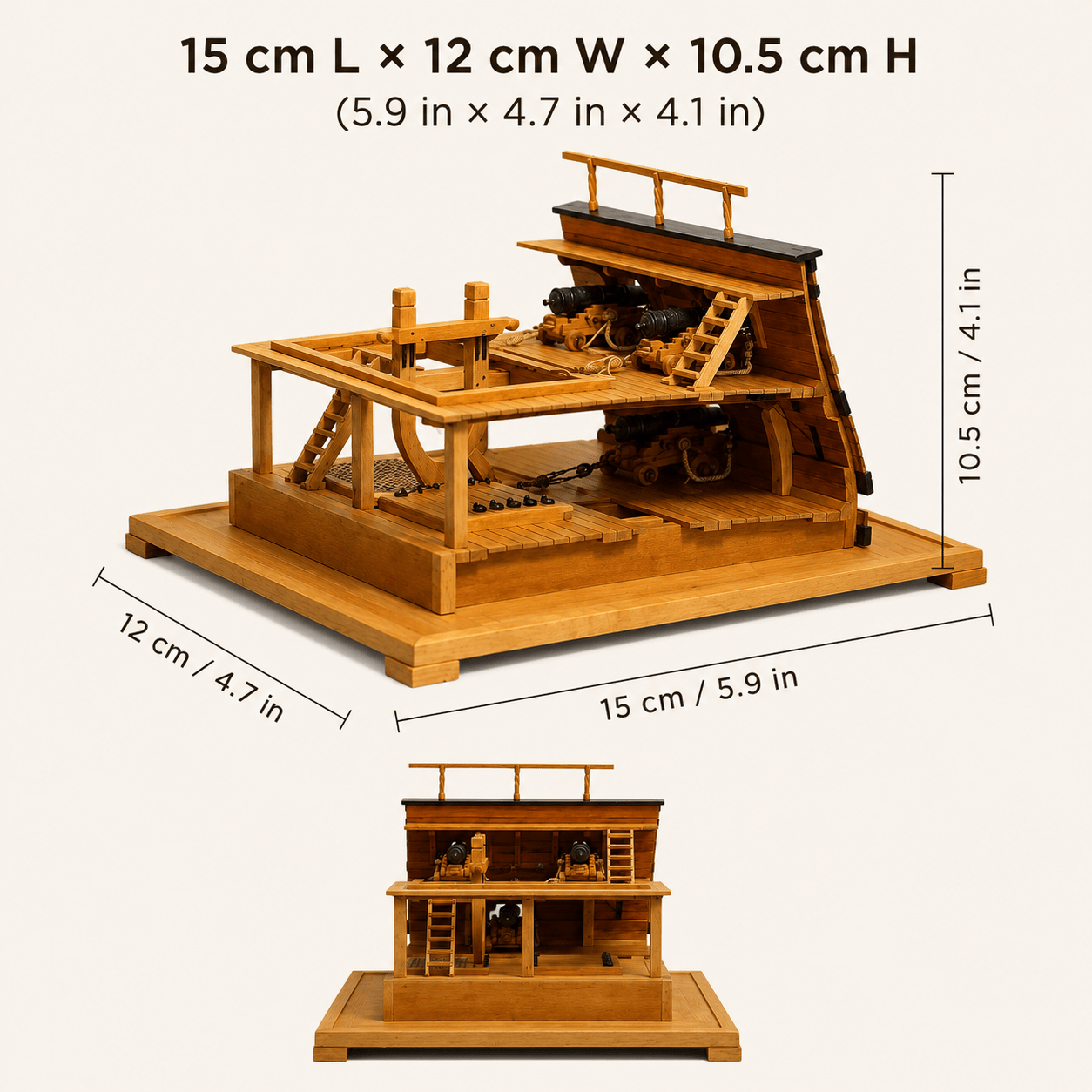 Lily Tall Ship Double-Deck Scene Wooden Model Kit – 1:48 Scale Gun Deck Diorama - Ocean Relic Studio- Handcrafted Wooden Ship Model