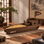Manzai Er Gui Chinese Lucky Boat Wooden Ship Model – Classic 22 cm - Ocean Relic Studio