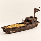 Manzai Er Gui Chinese Lucky Boat Wooden Ship Model – Classic 22 cm - Ocean Relic Studio