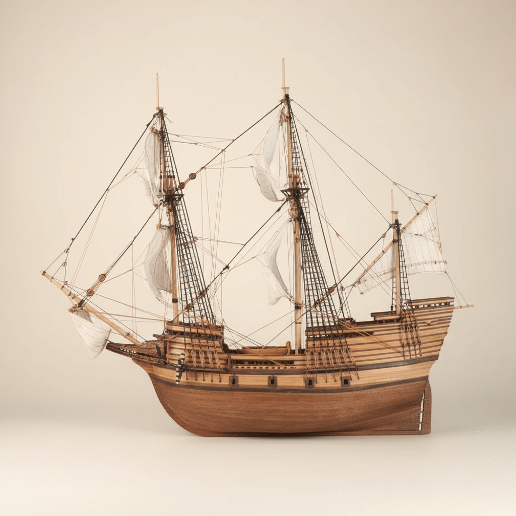 Mayflower 1620 Wooden Ship Model Kit – 1:48 Scale Handcrafted Sailing Ship - Ocean Relic Studio- Handcrafted Wooden Ship Model