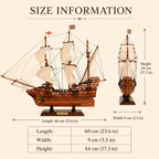 Mayflower Wooden Ship Model – Premium 60 cm - Ocean Relic Studio- Handcrafted Wooden Ship Model