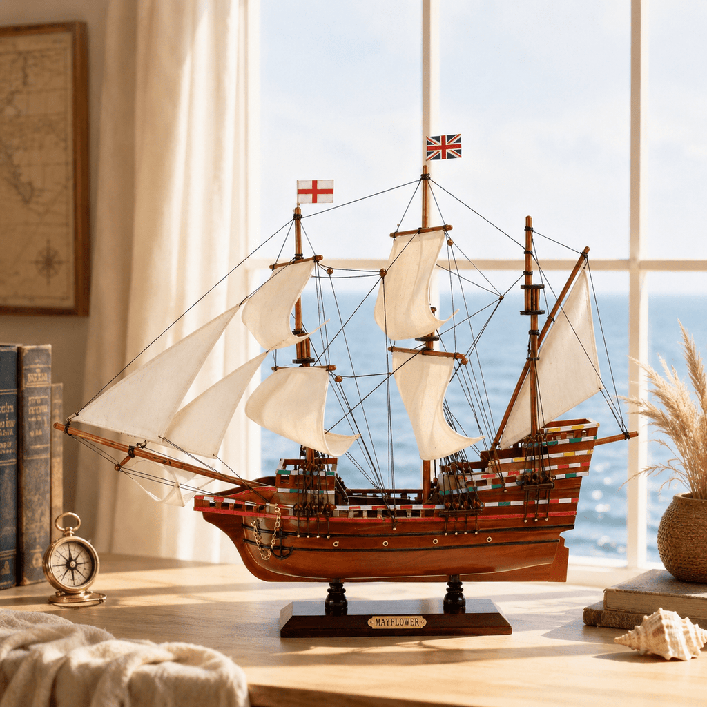 Mayflower Wooden Ship Model – Premium 60 cm - Ocean Relic Studio- Handcrafted Wooden Ship Model