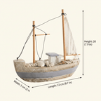 Mediterranean Fishing Boat Wooden Ship Model – Coastal Nautical Decor - Ocean Relic Studio- Handcrafted Wooden Ship Model