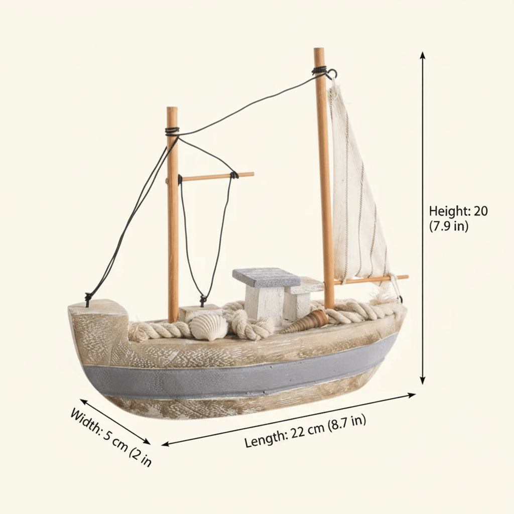 Mediterranean Fishing Boat Wooden Ship Model – Coastal Nautical Decor - Ocean Relic Studio- Handcrafted Wooden Ship Model