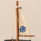 Mediterranean Sailboat Wooden Decor Model – Nautical Home Ornament - Ocean Relic Studio- Handcrafted Wooden Ship Model