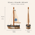 Mediterranean Sailboat Wooden Decor Model – Nautical Home Ornament - Ocean Relic Studio- Handcrafted Wooden Ship Model
