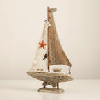 Mediterranean Sailboat Wooden Ship Model – Coastal Home Decor - Ocean Relic Studio- Handcrafted Wooden Ship Model
