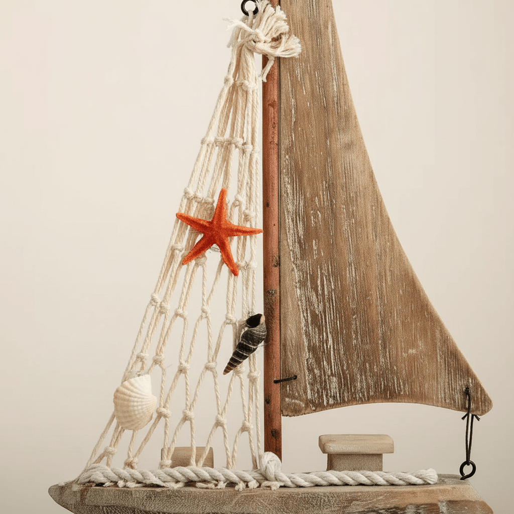 Mediterranean Sailboat Wooden Ship Model – Coastal Home Decor - Ocean Relic Studio- Handcrafted Wooden Ship Model