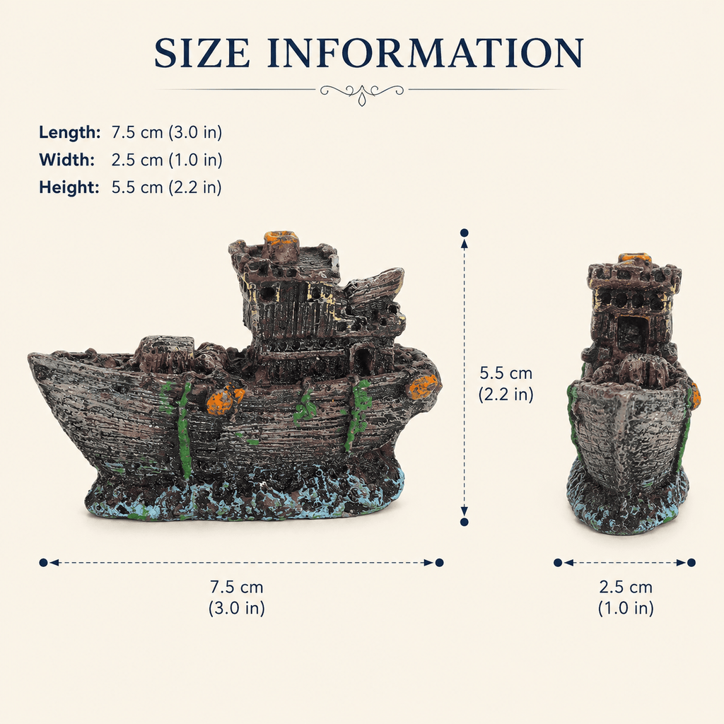 Mini Shipwreck Resin Ship Model – Weathered Ocean Floor Decor - Ocean Relic Studio- Handcrafted Wooden Ship Model