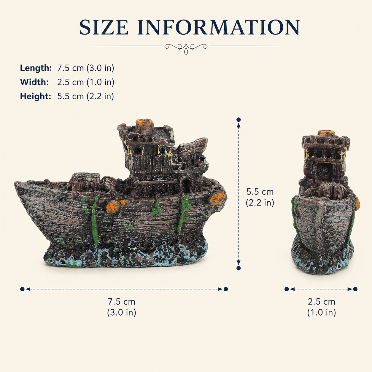 Mini Shipwreck Resin Ship Model – Weathered Ocean Floor Decor - Ocean Relic Studio- Handcrafted Wooden Ship Model