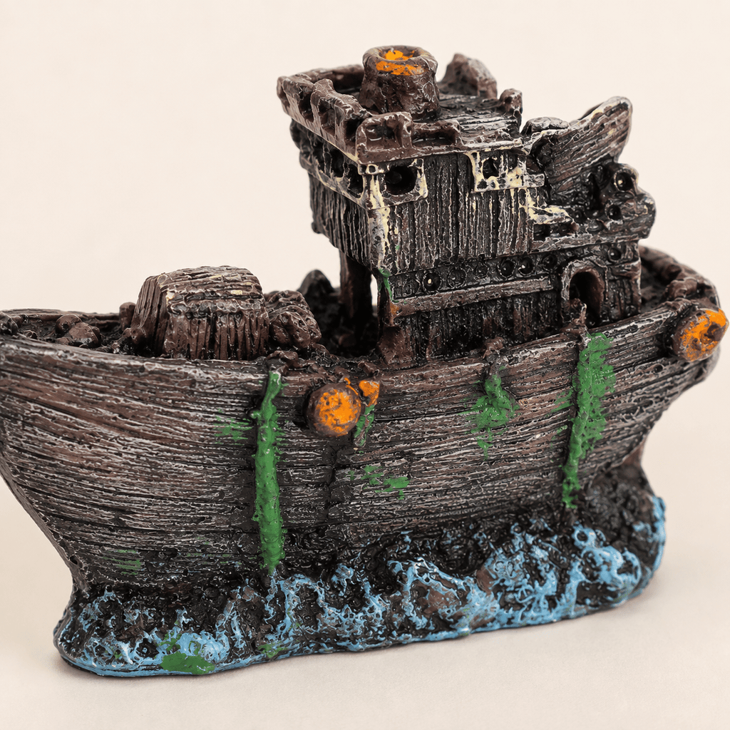 Mini Shipwreck Resin Ship Model – Weathered Ocean Floor Decor - Ocean Relic Studio- Handcrafted Wooden Ship Model