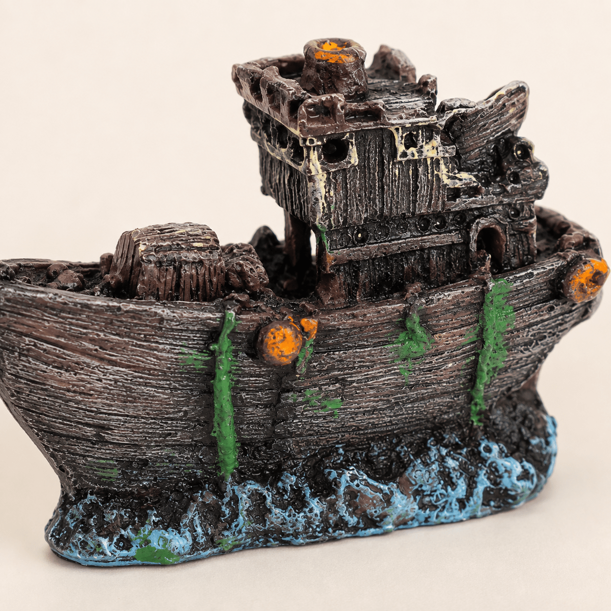 Mini Shipwreck Resin Ship Model – Weathered Ocean Floor Decor - Ocean Relic Studio- Handcrafted Wooden Ship Model