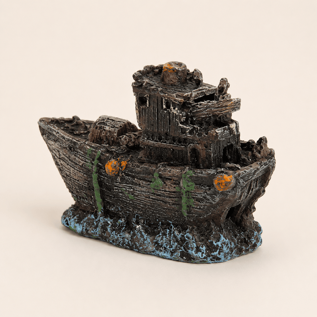 Mini Shipwreck Resin Ship Model – Weathered Ocean Floor Decor - Ocean Relic Studio- Handcrafted Wooden Ship Model