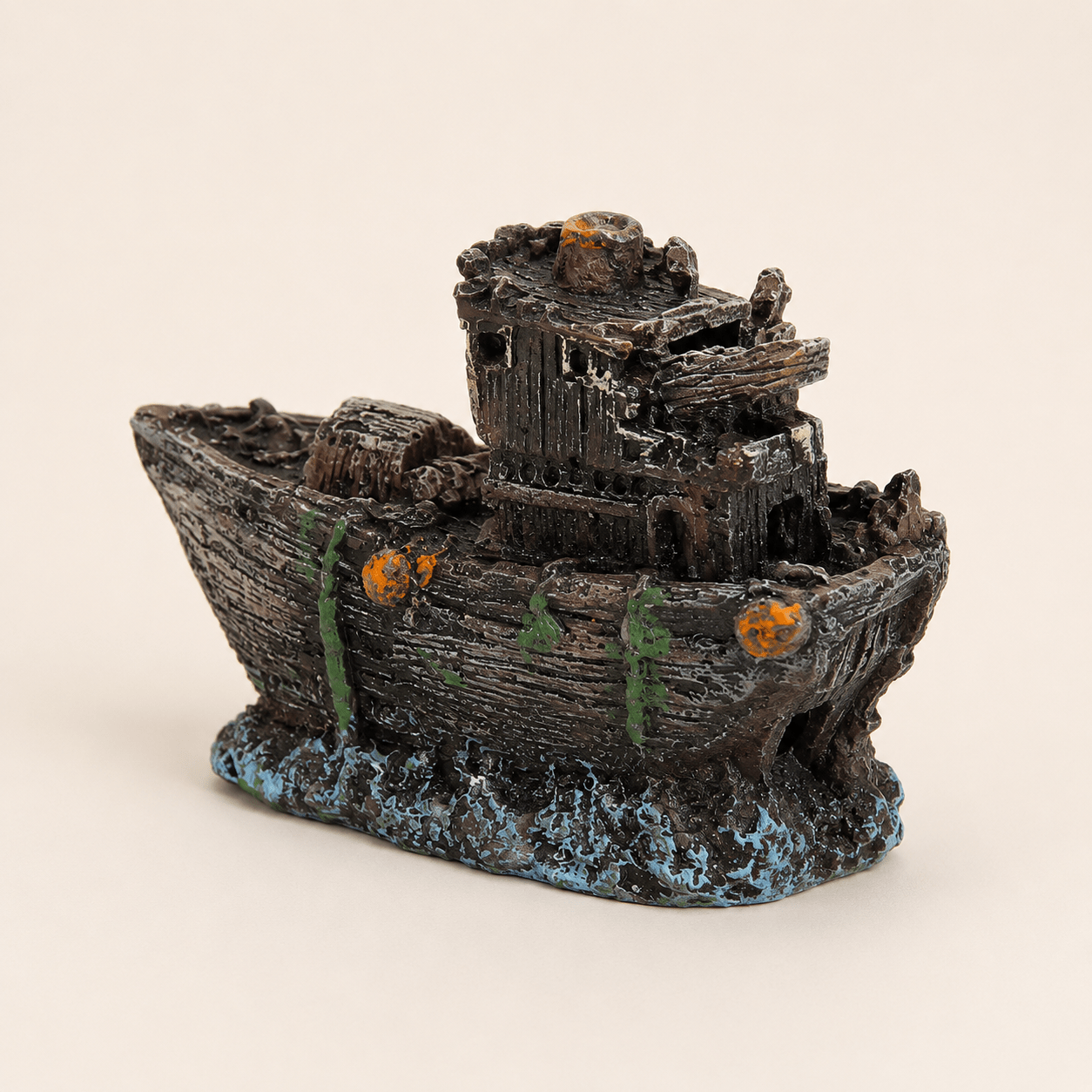 Mini Shipwreck Resin Ship Model – Weathered Ocean Floor Decor - Ocean Relic Studio- Handcrafted Wooden Ship Model
