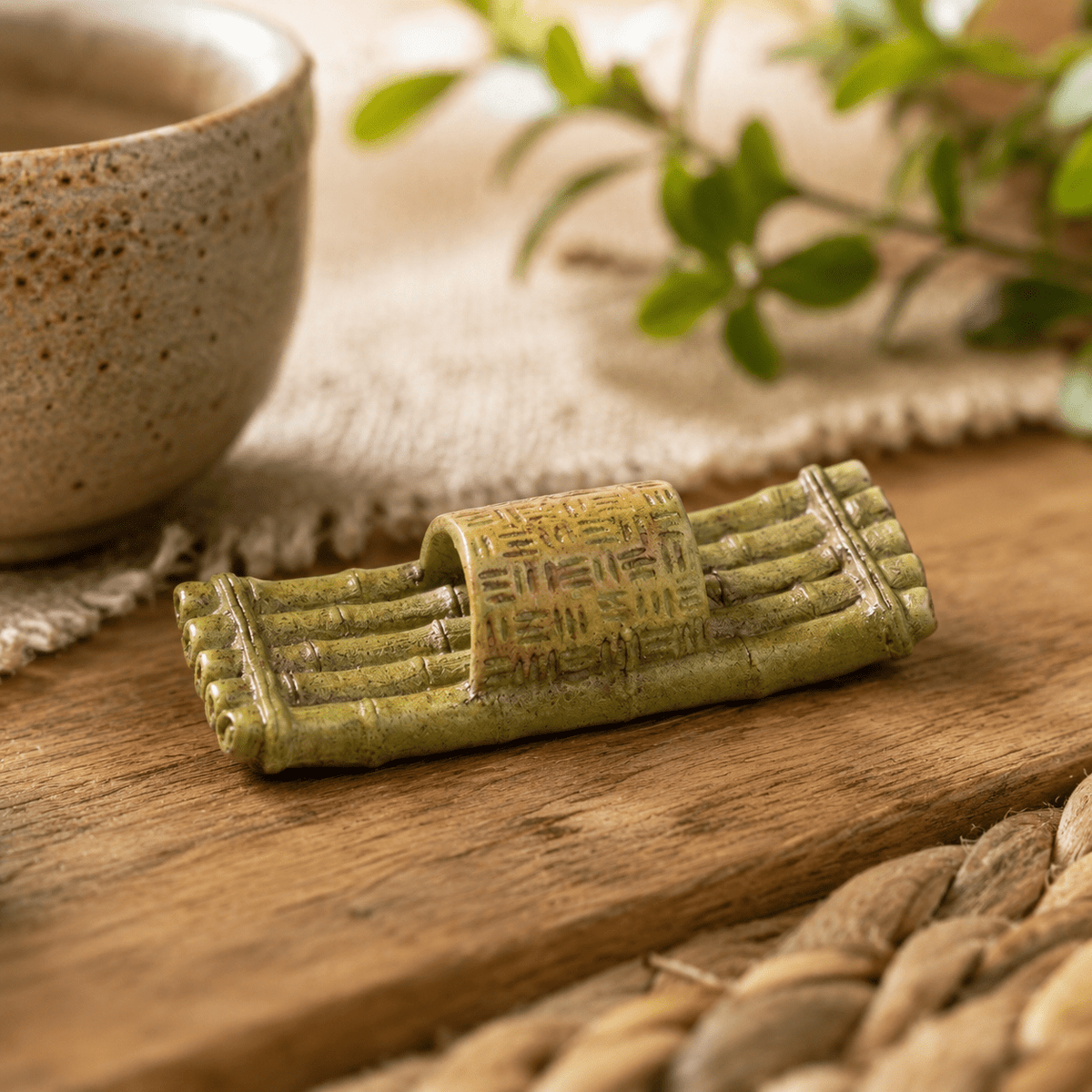 Miniature Bamboo Raft Resin Model – Ancient Chinese Vessel 4.1 cm - Ocean Relic Studio- Handcrafted Wooden Ship Model