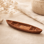 Miniature Canoe Resin Model – Open Hull Wooden Boat 8.9 cm - Ocean Relic Studio- Handcrafted Wooden Ship Model