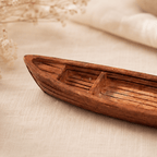Miniature Canoe Resin Model – Open Hull Wooden Boat 8.9 cm - Ocean Relic Studio- Handcrafted Wooden Ship Model
