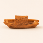 Miniature Chinese Cabin Boat Resin Model – River Sampan 4.1 cm - Ocean Relic Studio- Handcrafted Wooden Ship Model